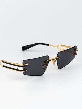 Balmain Men Sunglasses Titanium Gold Black Grey Geometric FIXE BPS-123A-54